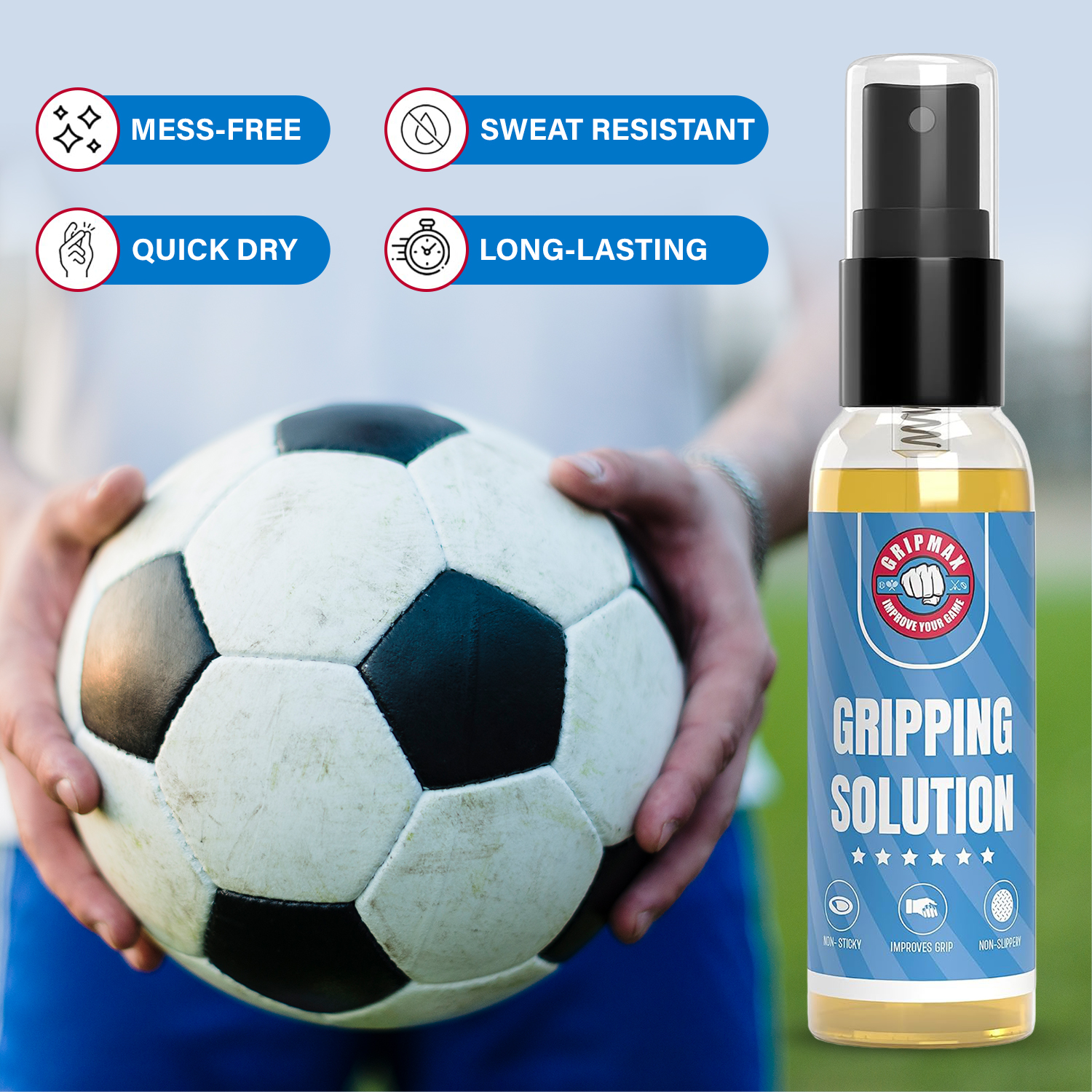 Footballer holding a football with GRIPMAX gripping solution